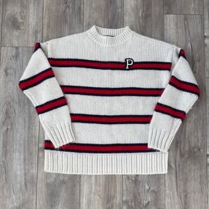 PINK Victoria's Secret Striped Knit Sweater P Logo Women's S